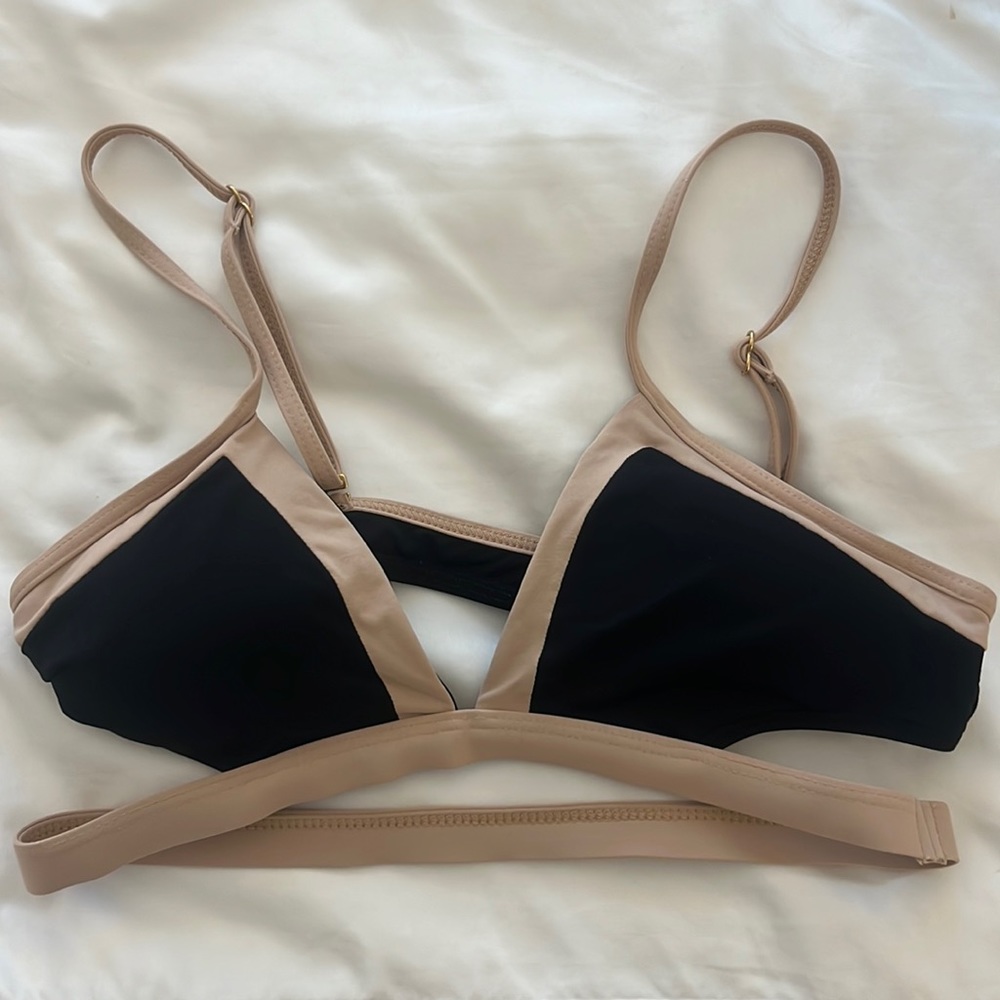 L*Space Strappy black and nude bikini top